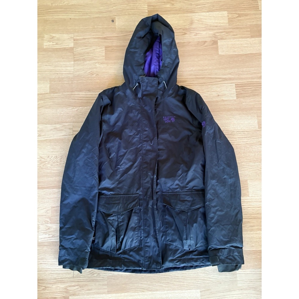 Mountain Hardwear Women Black Dry.Q Thermal.Q Hooded Parka Jacket Small Full Zip